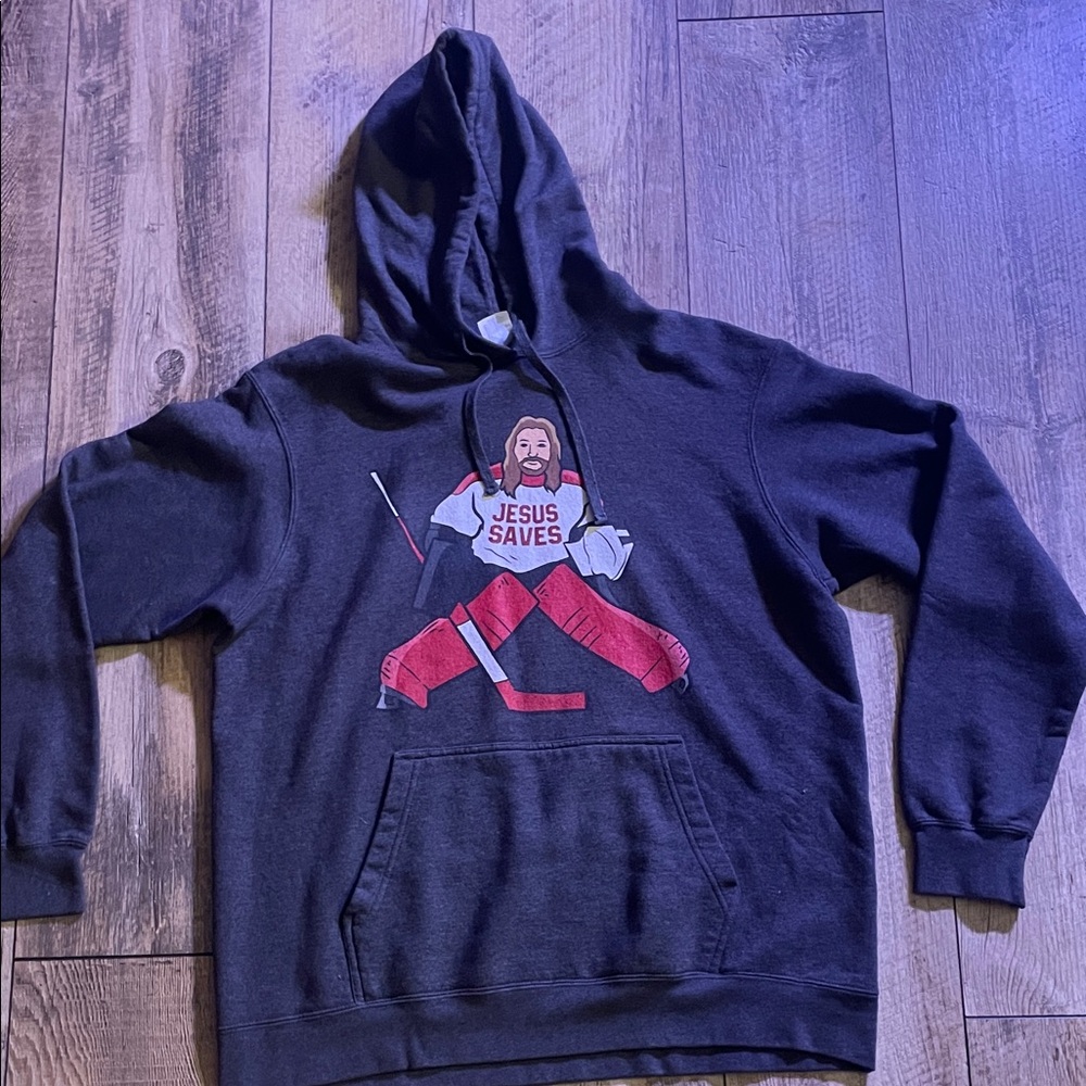 Black Graphic Hoodie - Jesus Saves Design